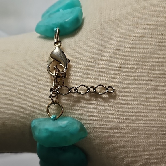 Chicos? chunky bold tourqoius acrylic flat stone necklace knotted Marbled Big - Picture 6 of 9